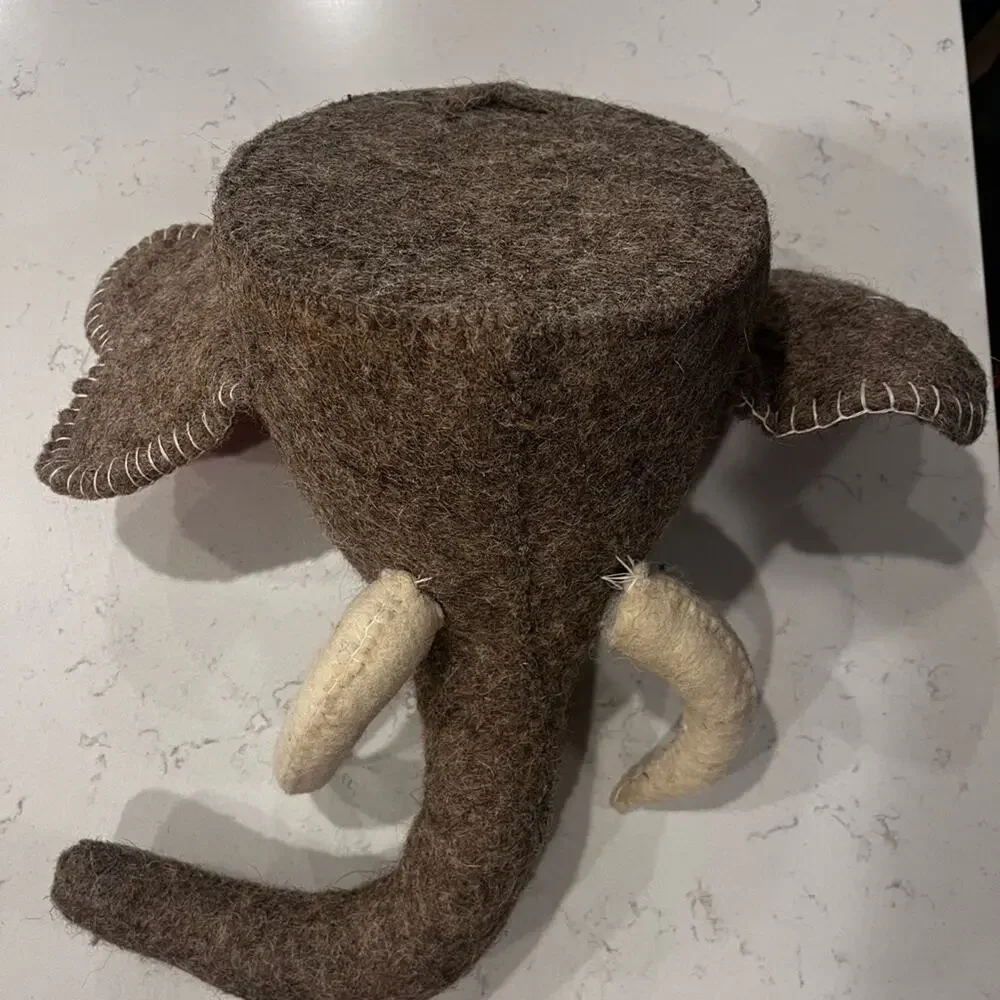 Boiled Wool Elephant Head Taxidermy Style Large Grey